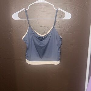 Overlayed Blue and White Tank Top